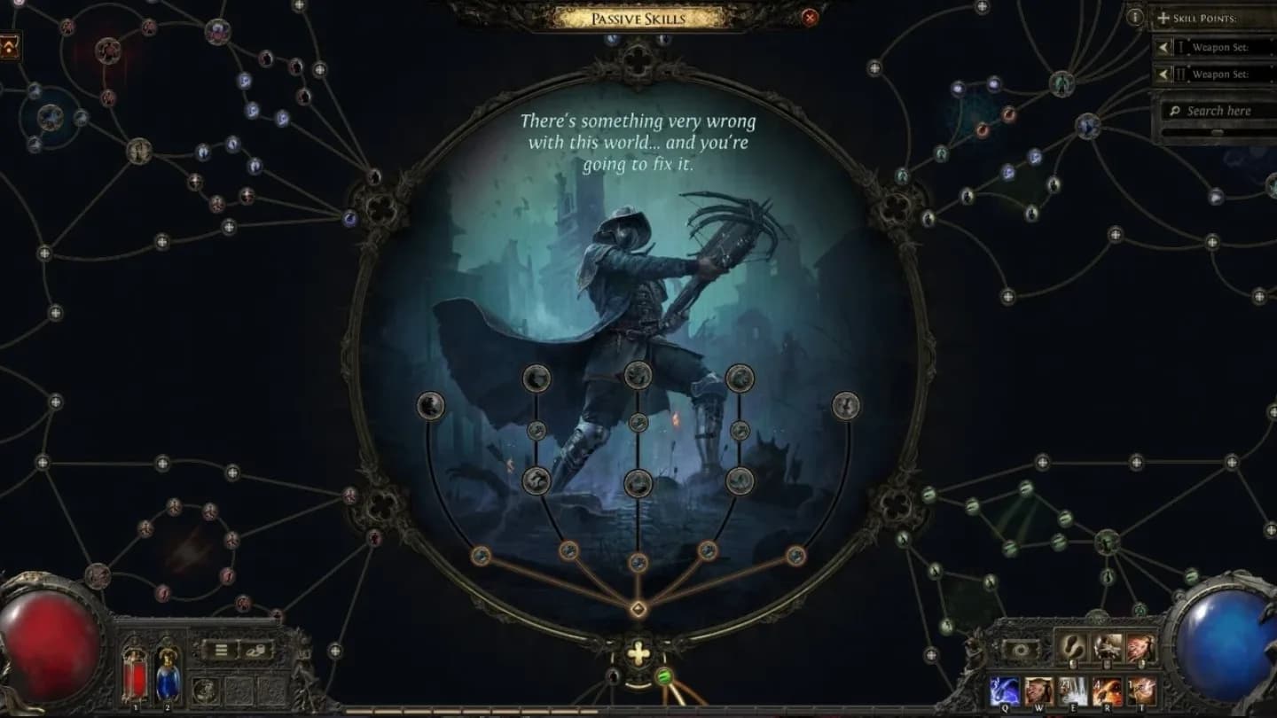 Passive skill tree with class start and Weapon Set Points