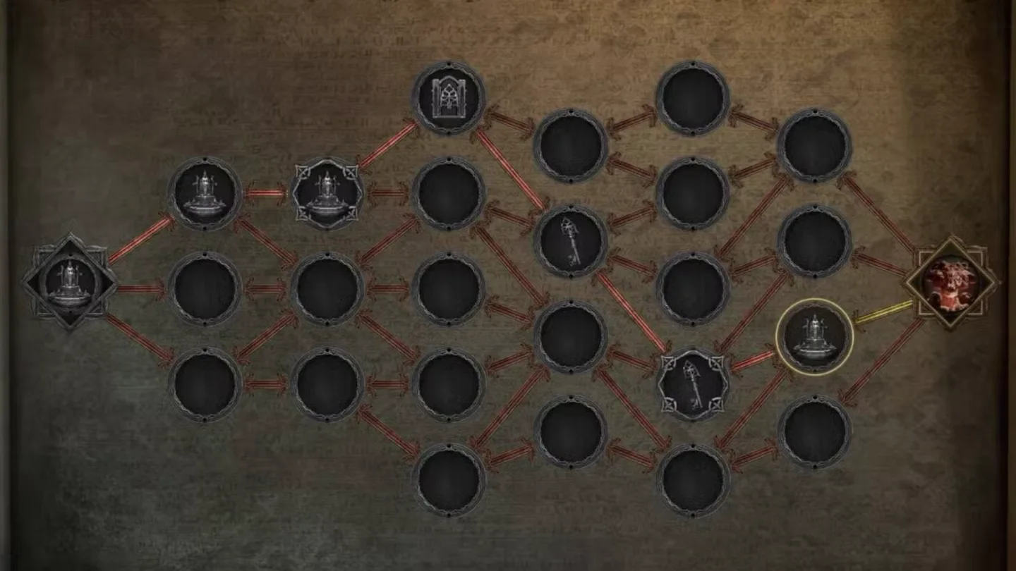 Trial of the Sekhemas room path map