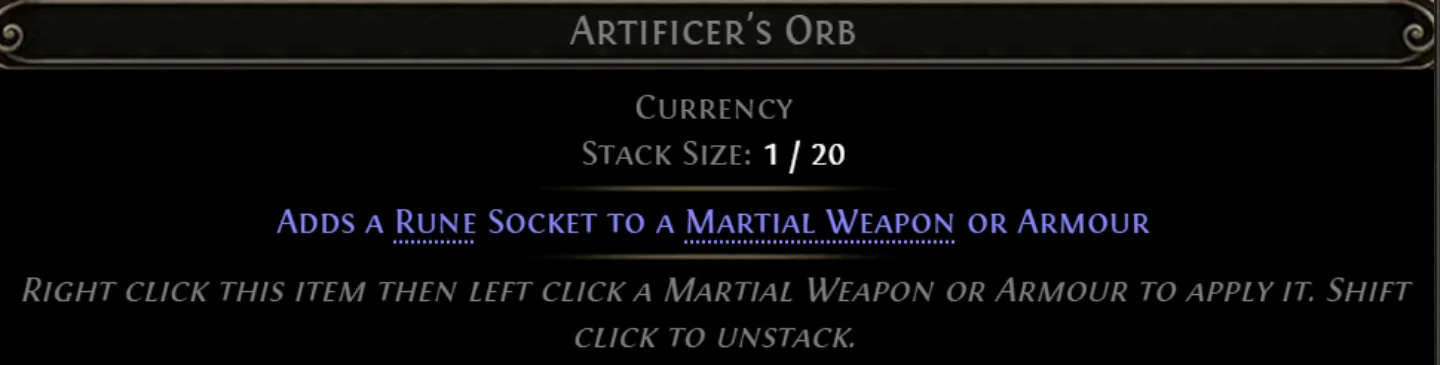 Artificer's Orb tooltip