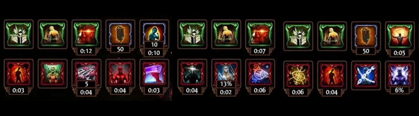 Buff and ailment icons on the bar